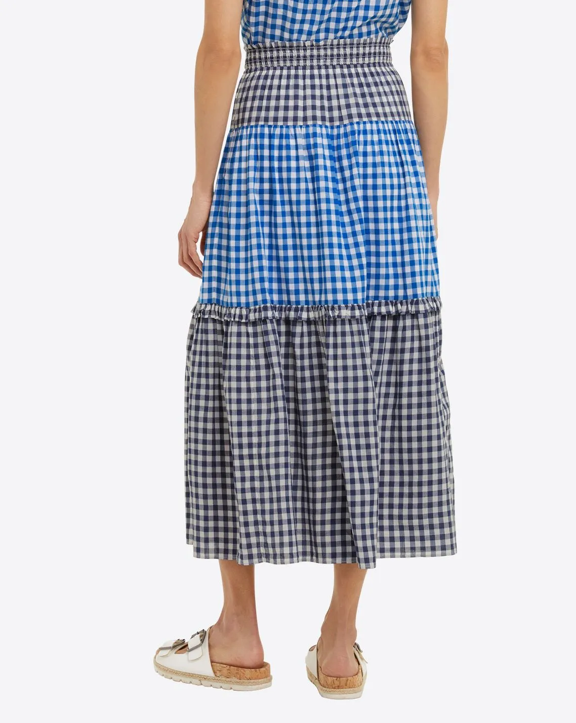 Peasant Skirt in Blue Gingham