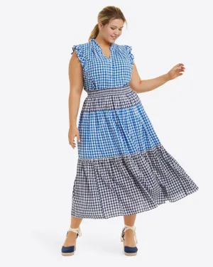 Peasant Skirt in Blue Gingham