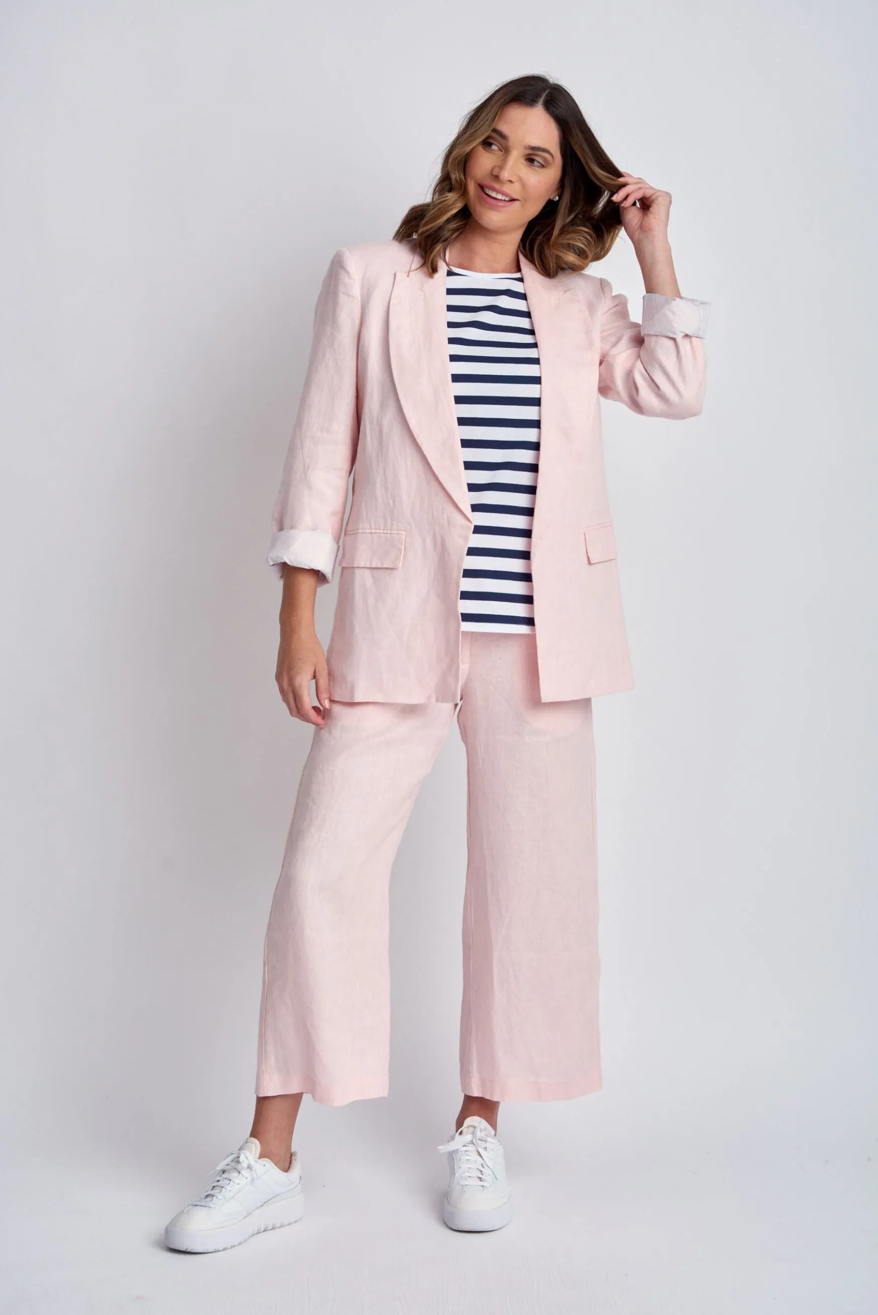 Relaxed Linen Blazer Pale Pink