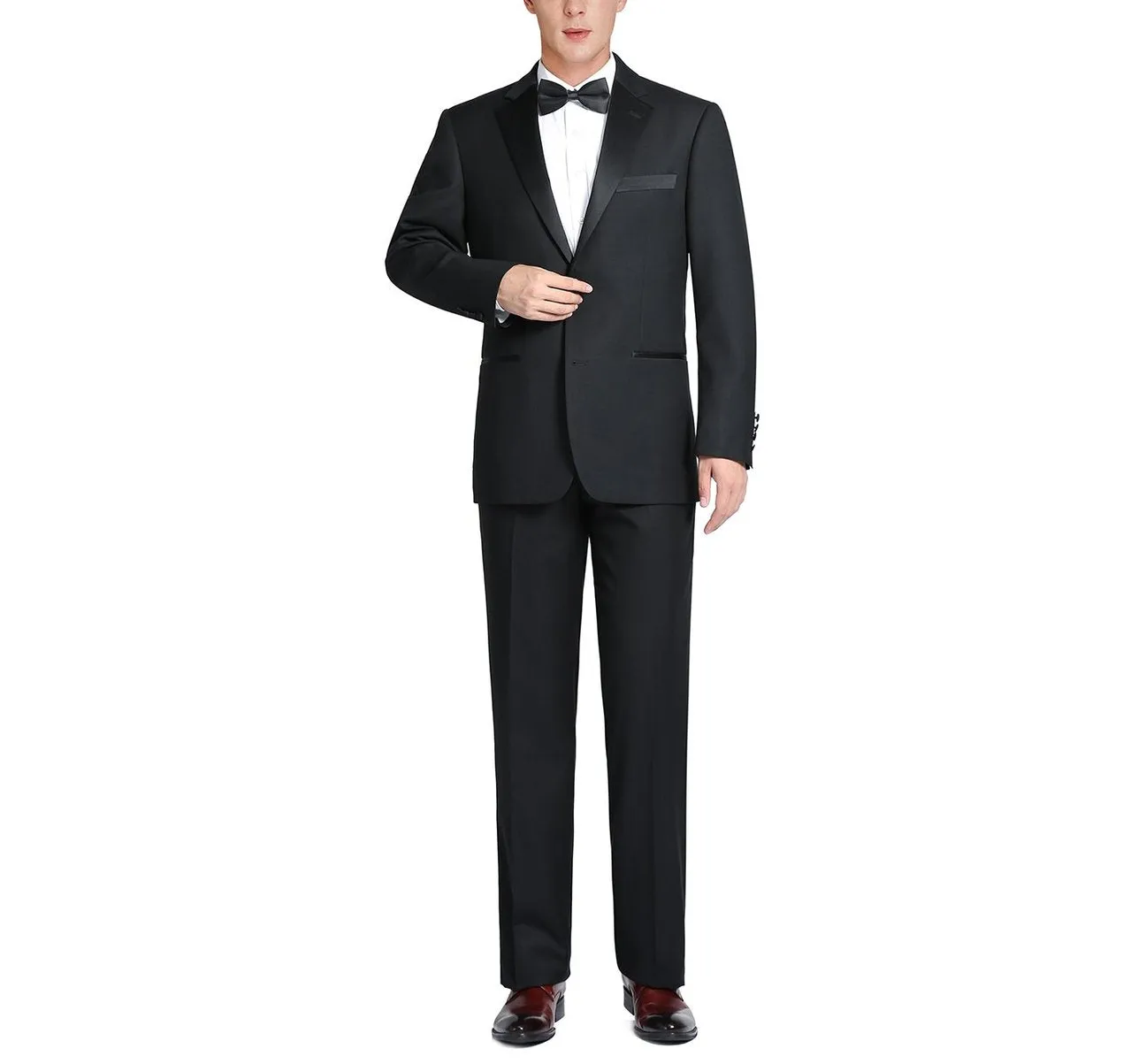 RENOIR Satin Classic Fit Notched Lapel 2-Piece Tuxedo Suit RI201-1