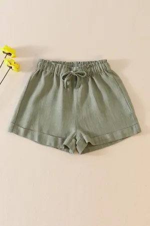 Sage linen girl shorts