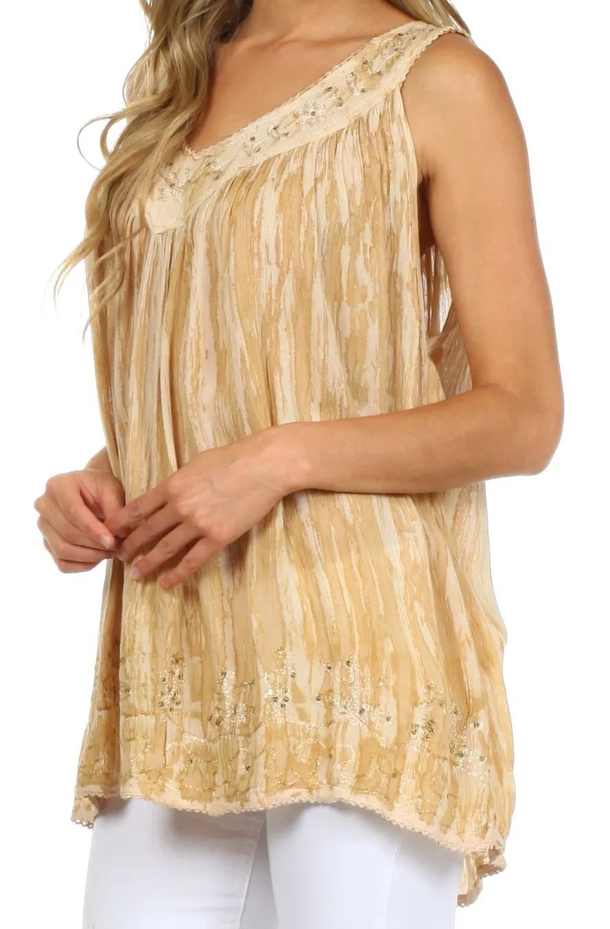 Sakkas Boho Love Sleeveless Blouse