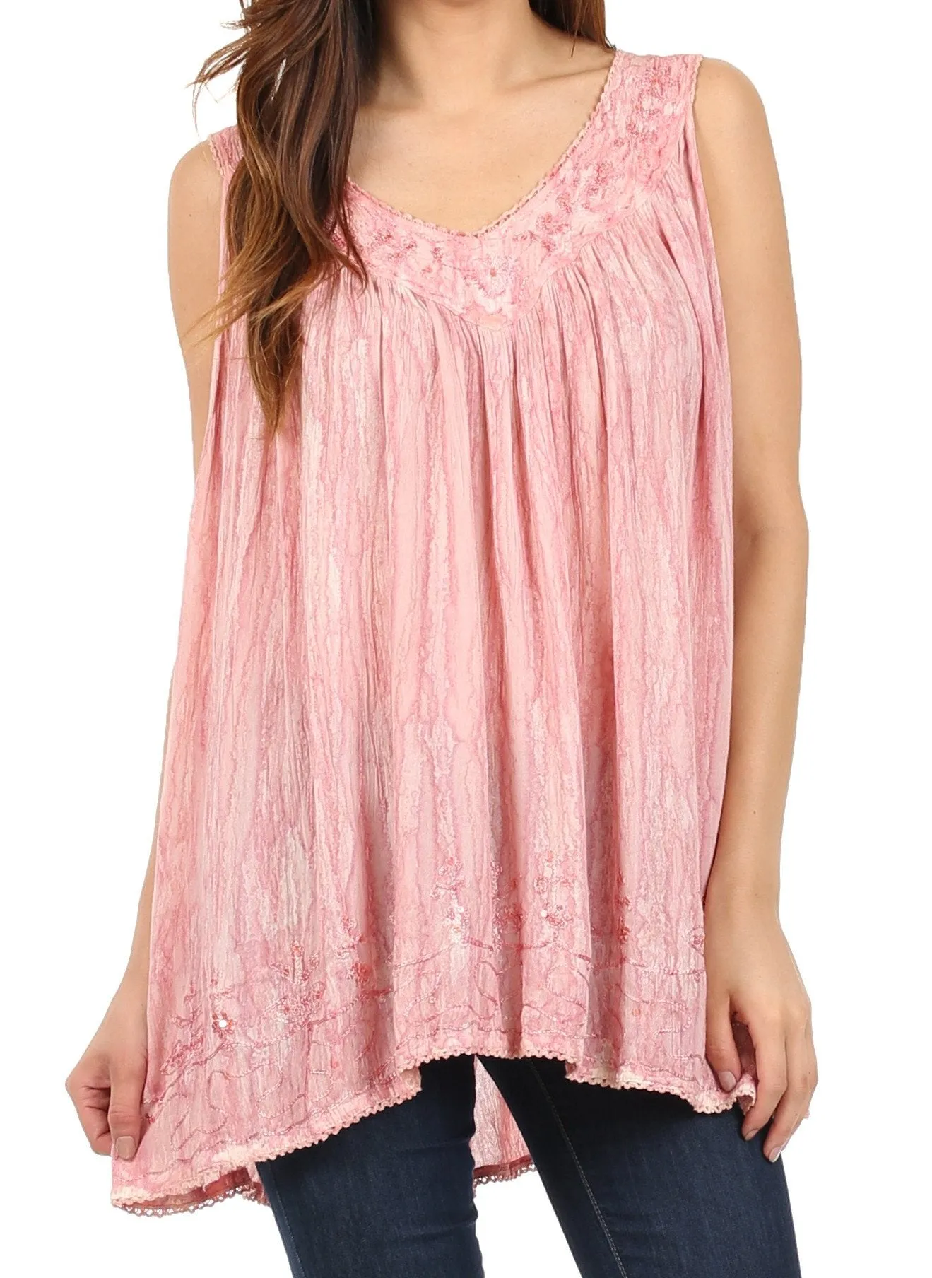 Sakkas Boho Love Sleeveless Blouse