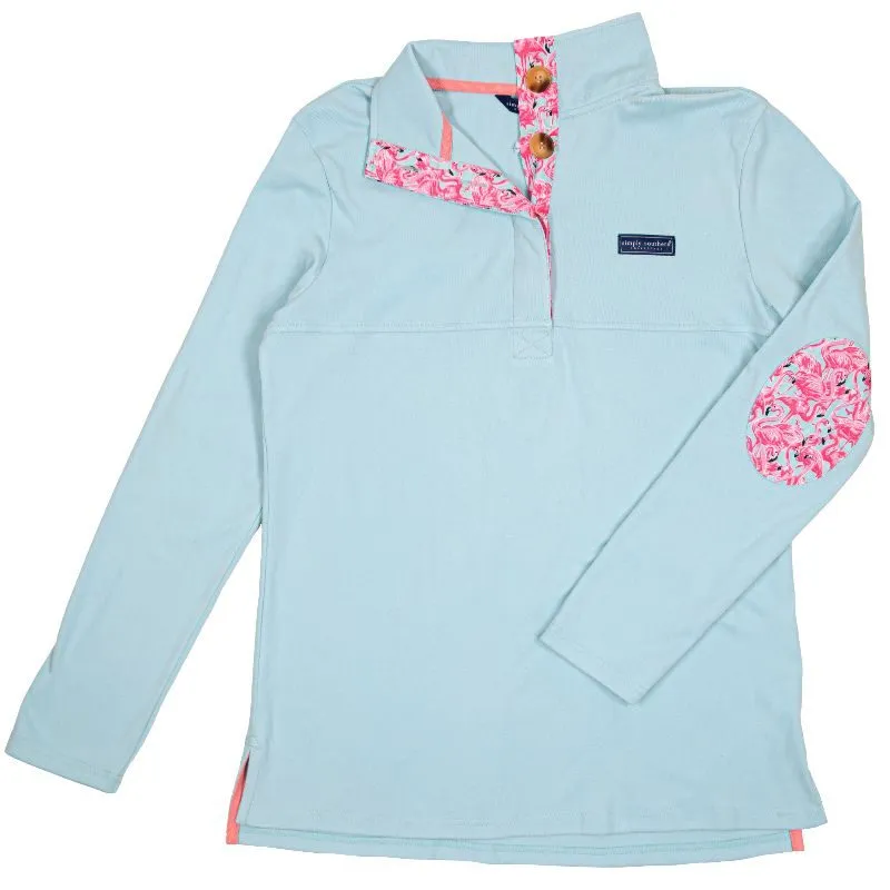 Simply Southern Blue Pullover Flamingos