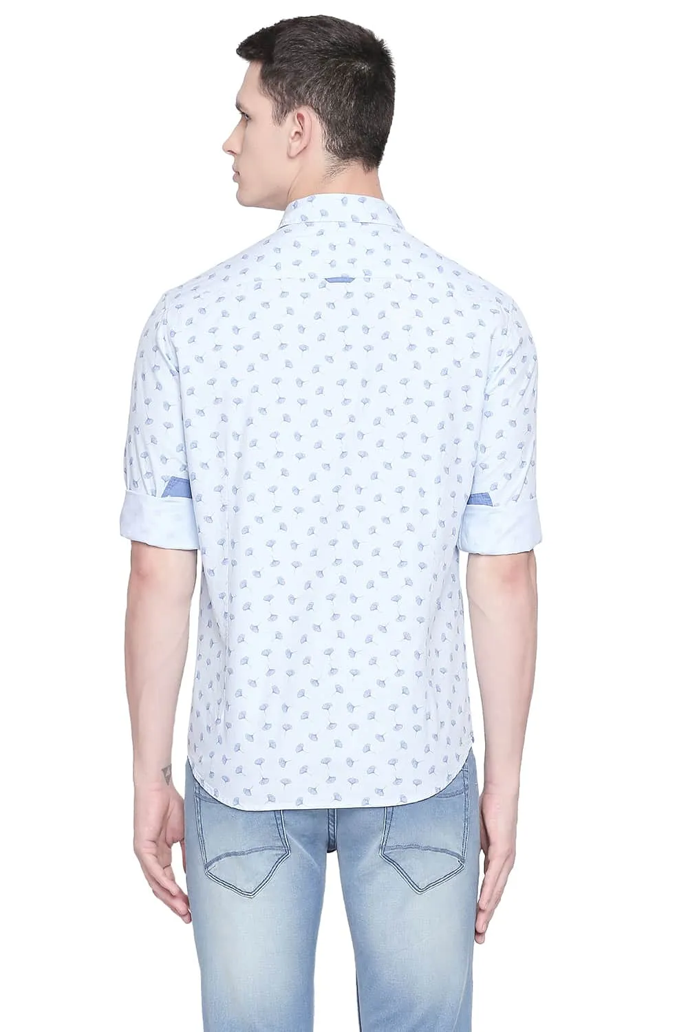 Slim Fit Fil A Fil Printed Shirt