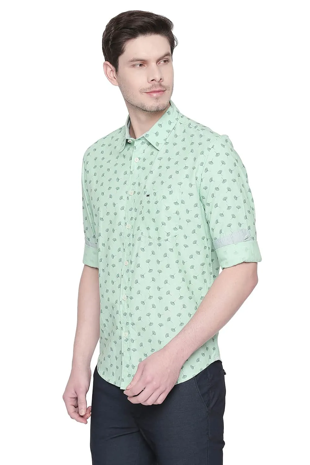 Slim Fit Fil A Fil Printed Shirt