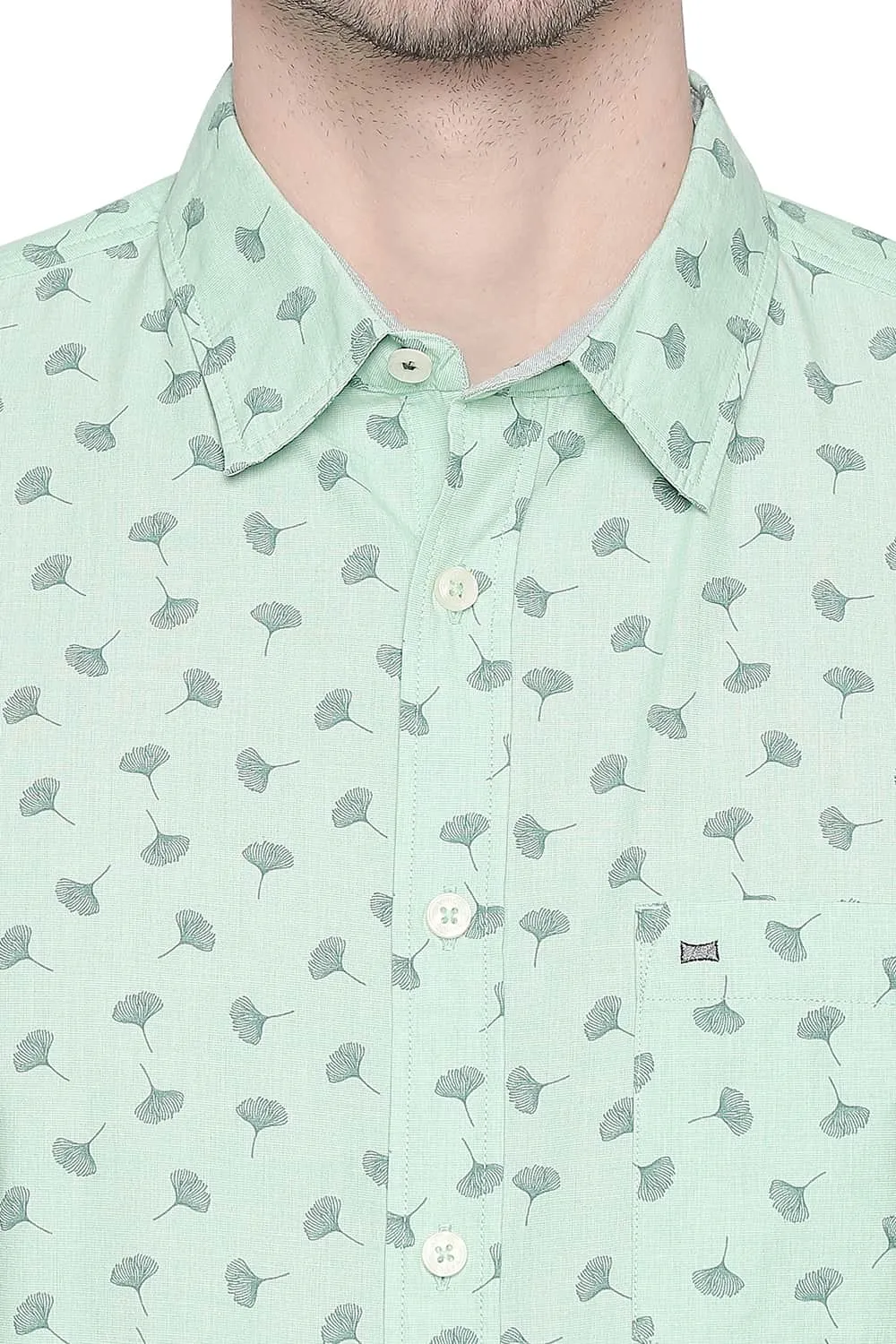 Slim Fit Fil A Fil Printed Shirt