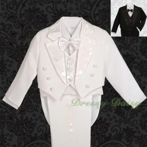 ST011A Boys' 5 Pcs Formal Tuxedo Suit With Tail Pageboy Christening Outfit Size 9 Months - 8