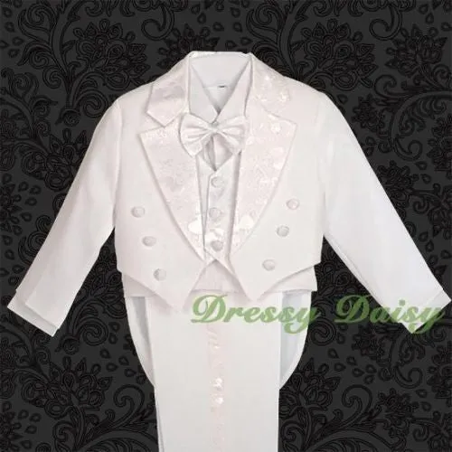 ST011A Boys' 5 Pcs Formal Tuxedo Suit With Tail Pageboy Christening Outfit Size 9 Months - 8