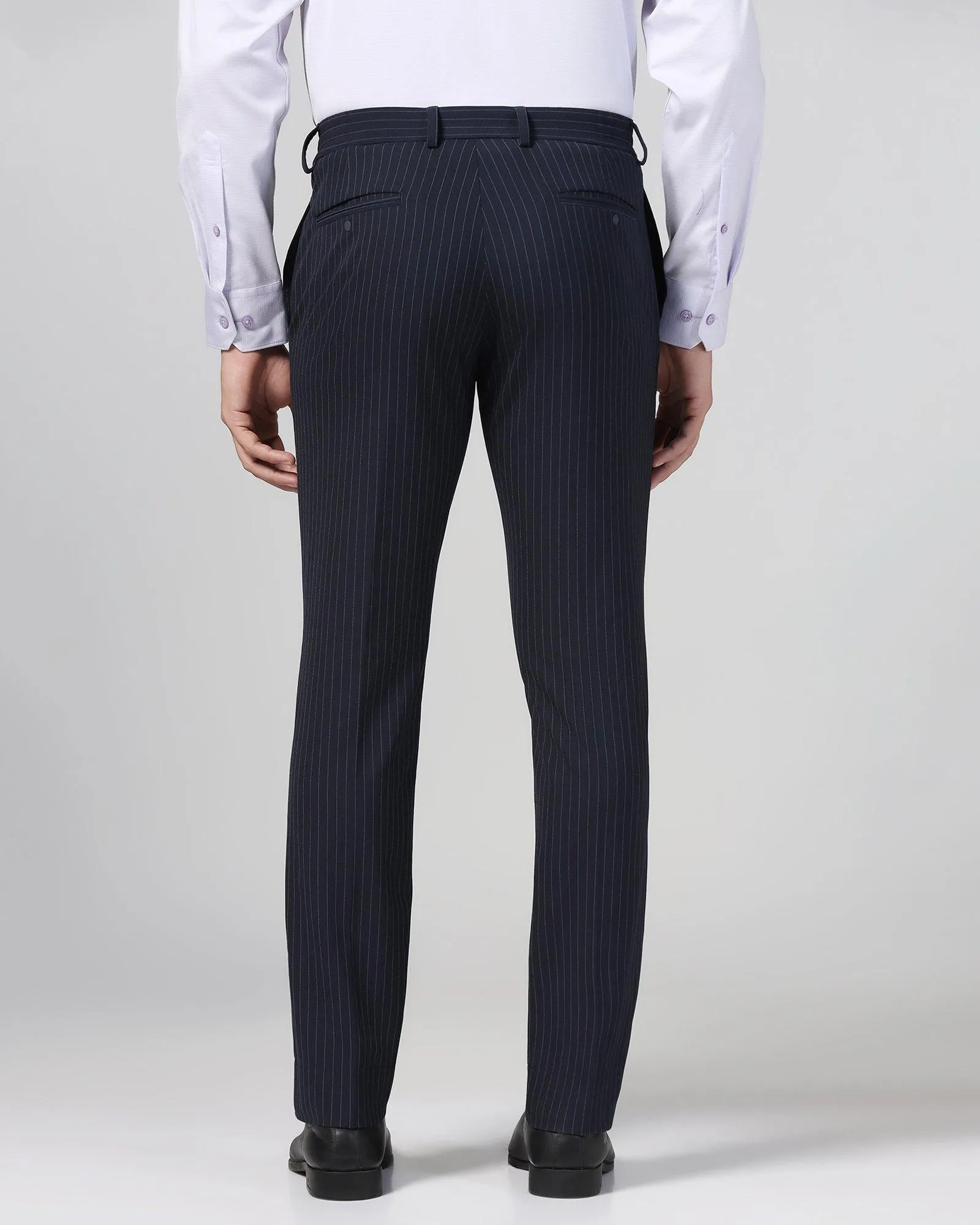 Super Slim Phoenix Formal Navy Stripe Trouser - Wiper