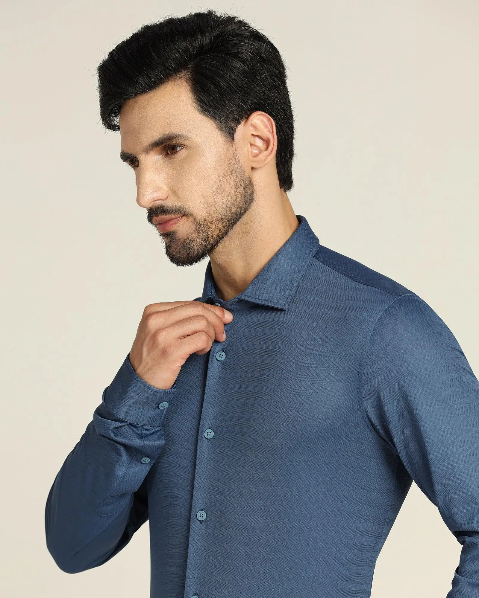 TechPro Casual Blue Textured Shirt - Tucker