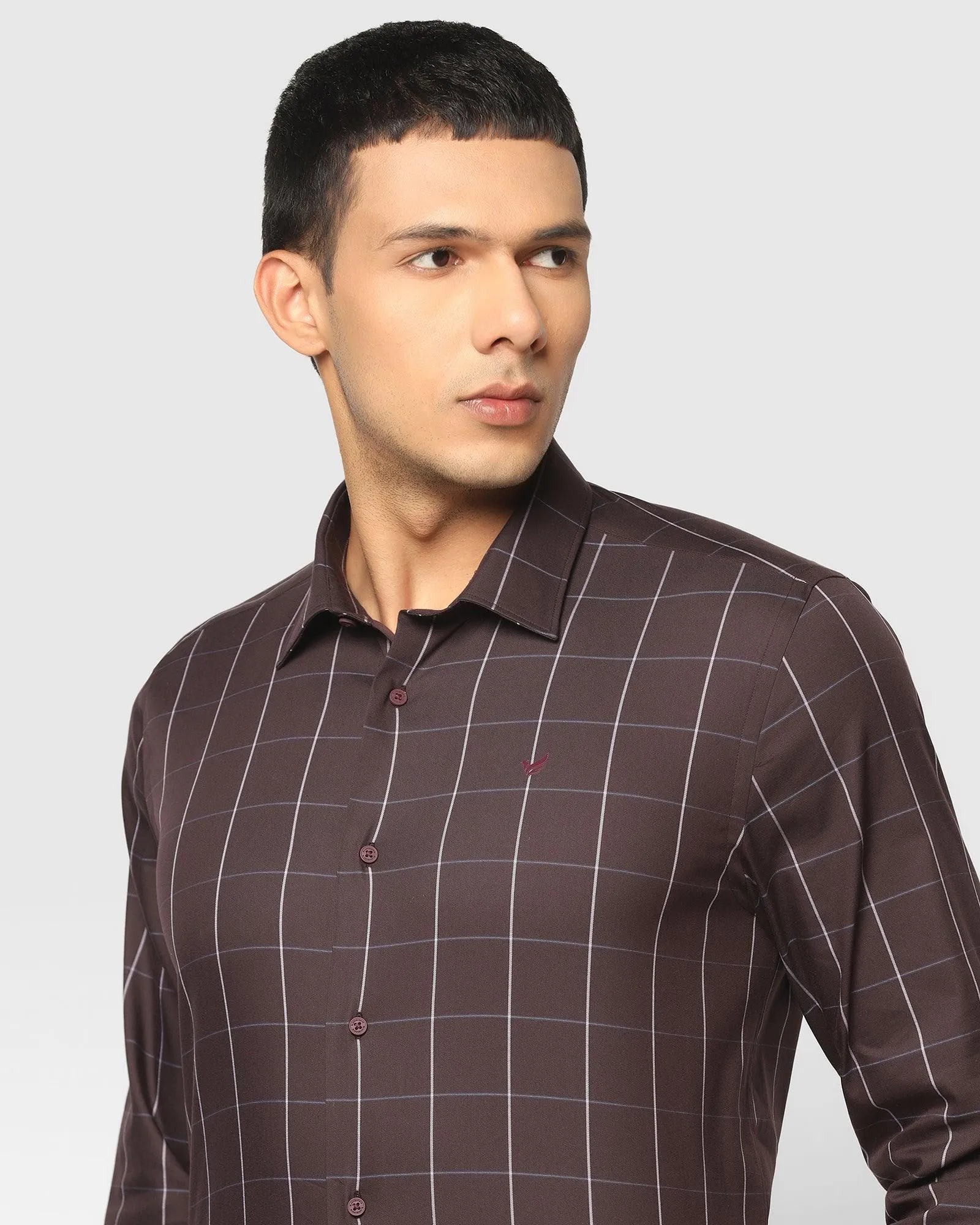 TechPro Formal Plum Check Shirt - Digo