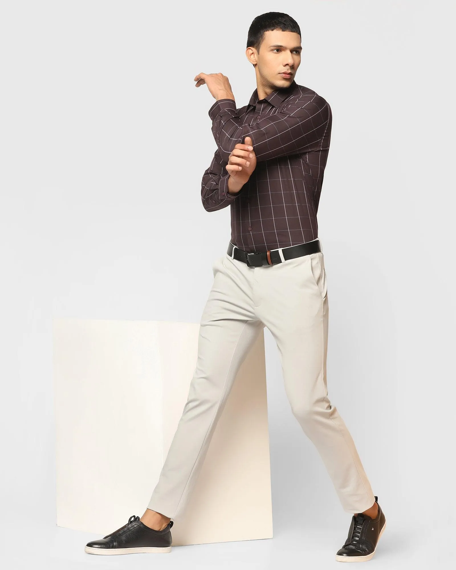 TechPro Formal Plum Check Shirt - Digo