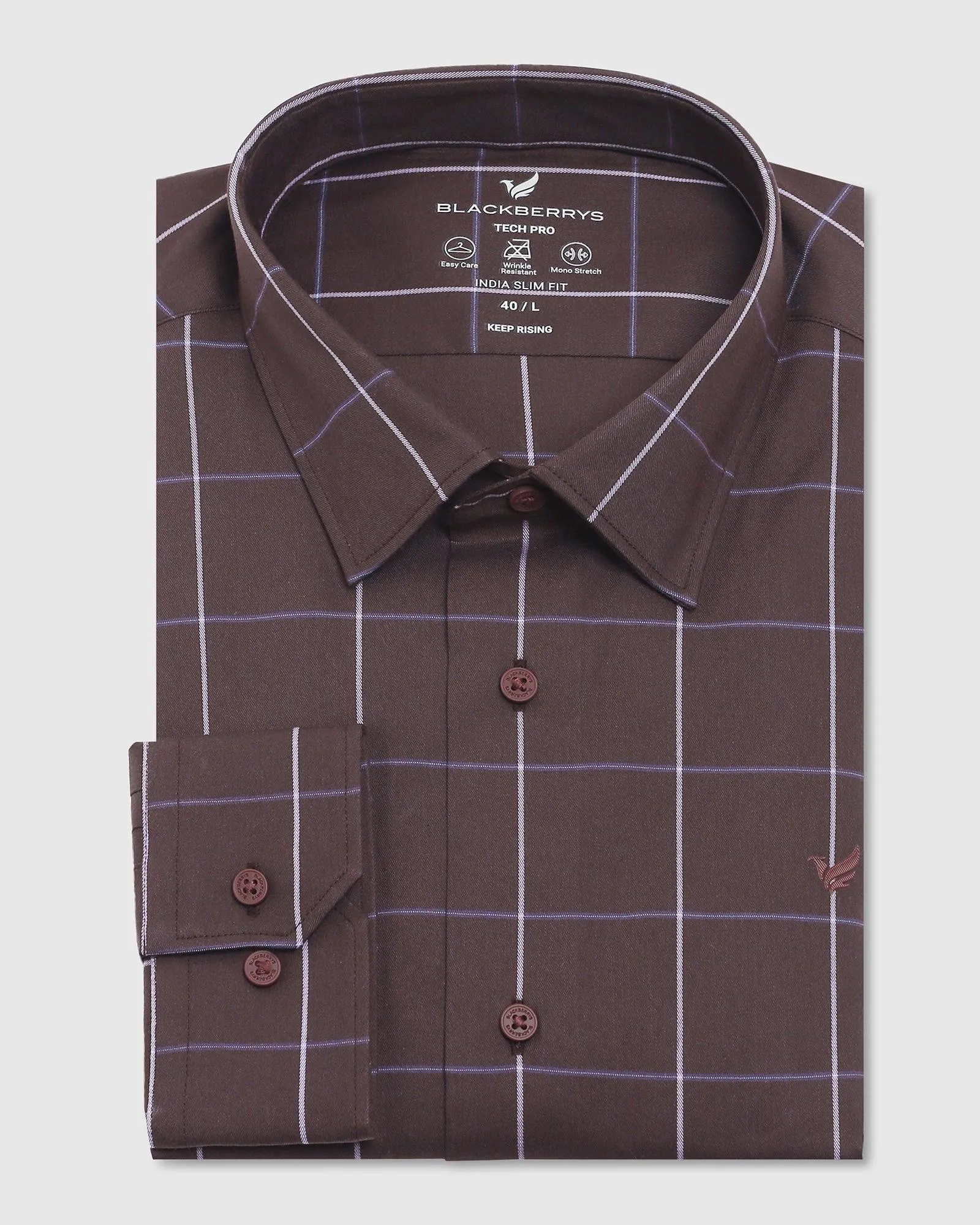 TechPro Formal Plum Check Shirt - Digo