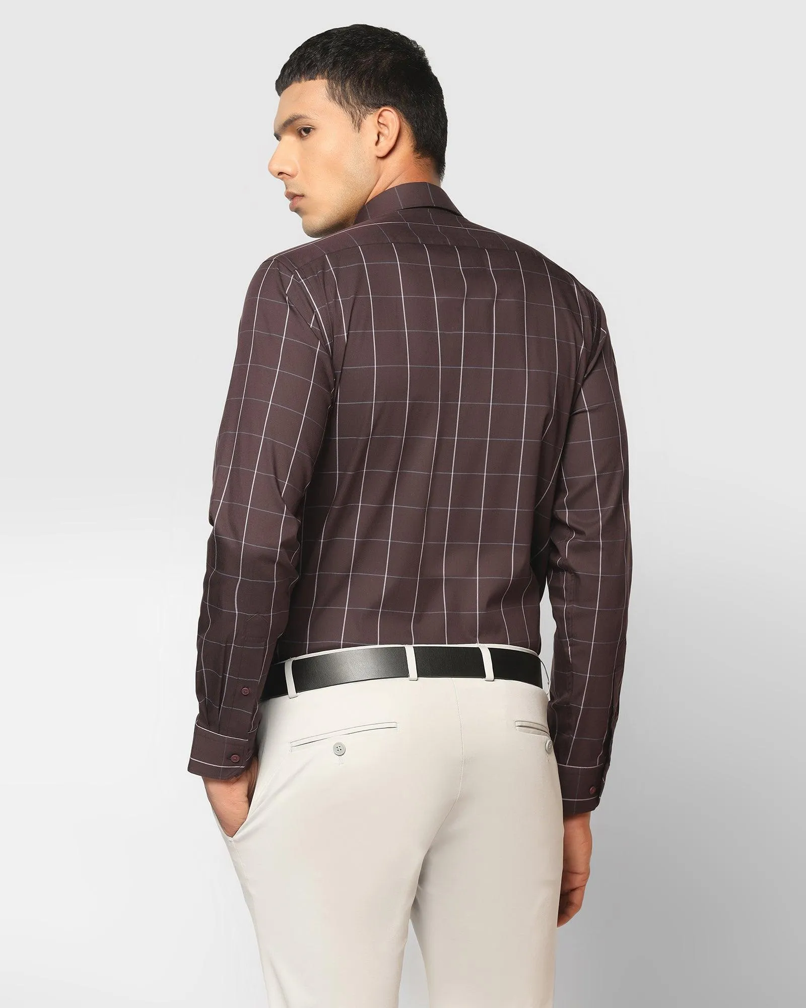 TechPro Formal Plum Check Shirt - Digo