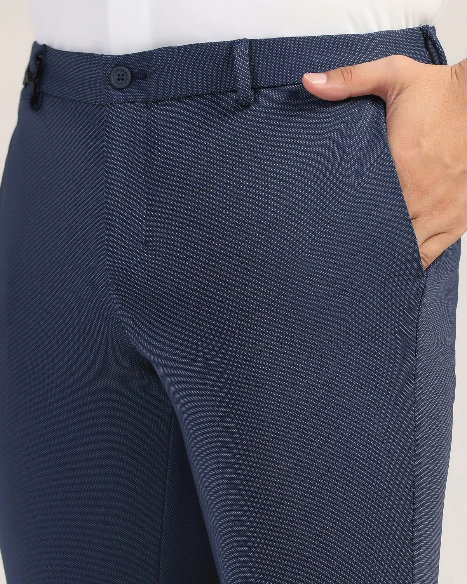 TechPro Super Slim Phoenix Formal Navy Textured Trouser - Meteor