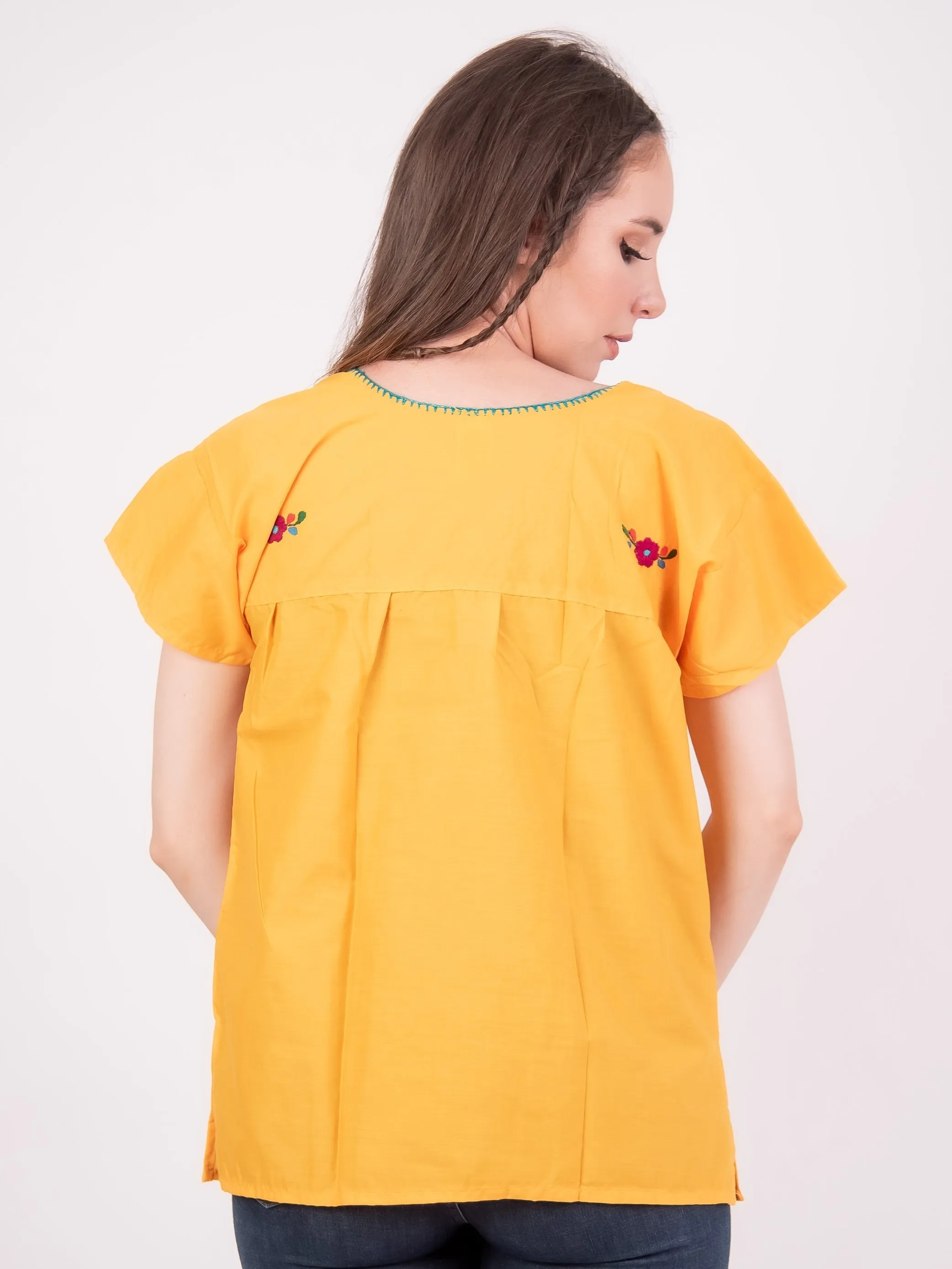 Tehuacan Embroidered Blouse Yellow