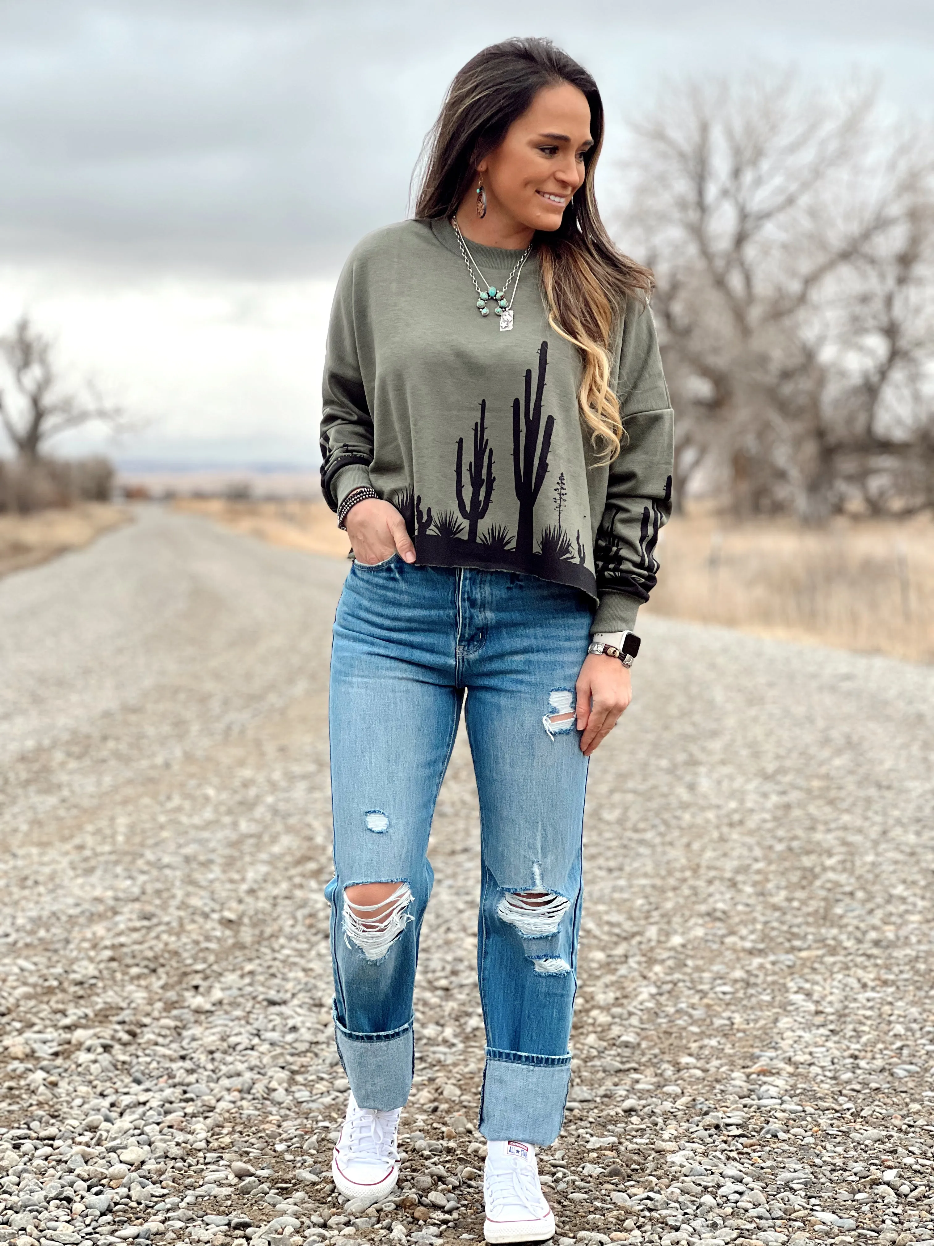 The Desert Scene Crop Pullover