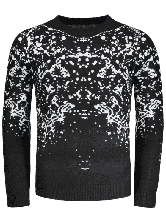 Trendy Patterned Crew Neck Sweater