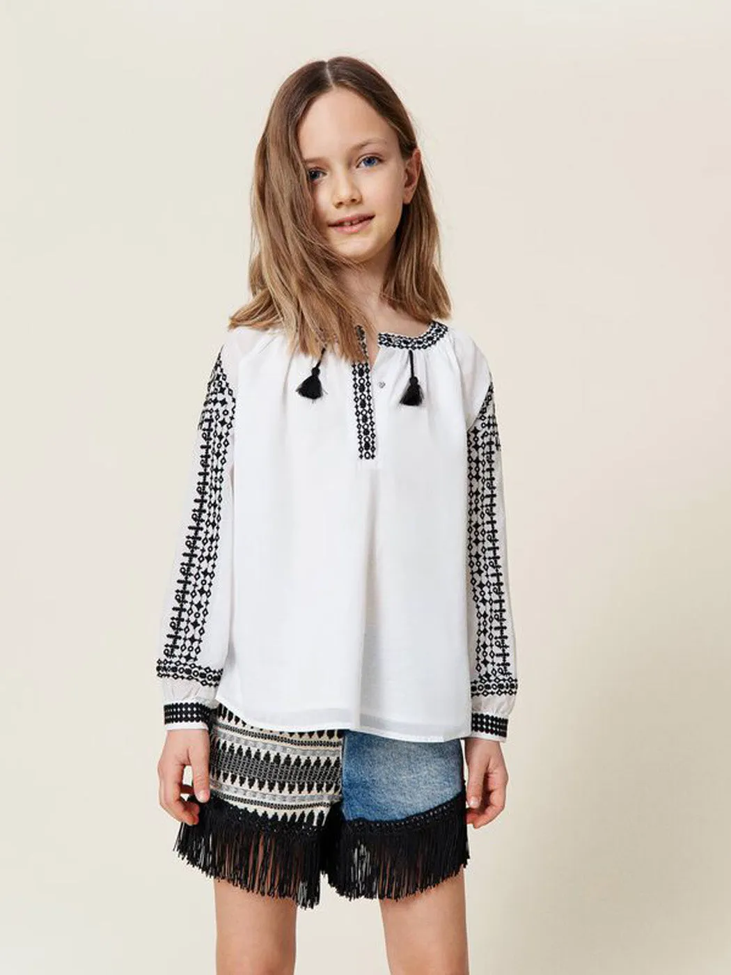 TWINSET Girl's Boho blouse with embroidery-221GJ2101