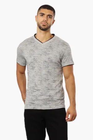 Urbanology Patterned V-Neck Tee - Grey