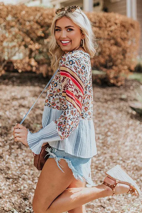 Wild Honey Boho Print Long Sleeve Top