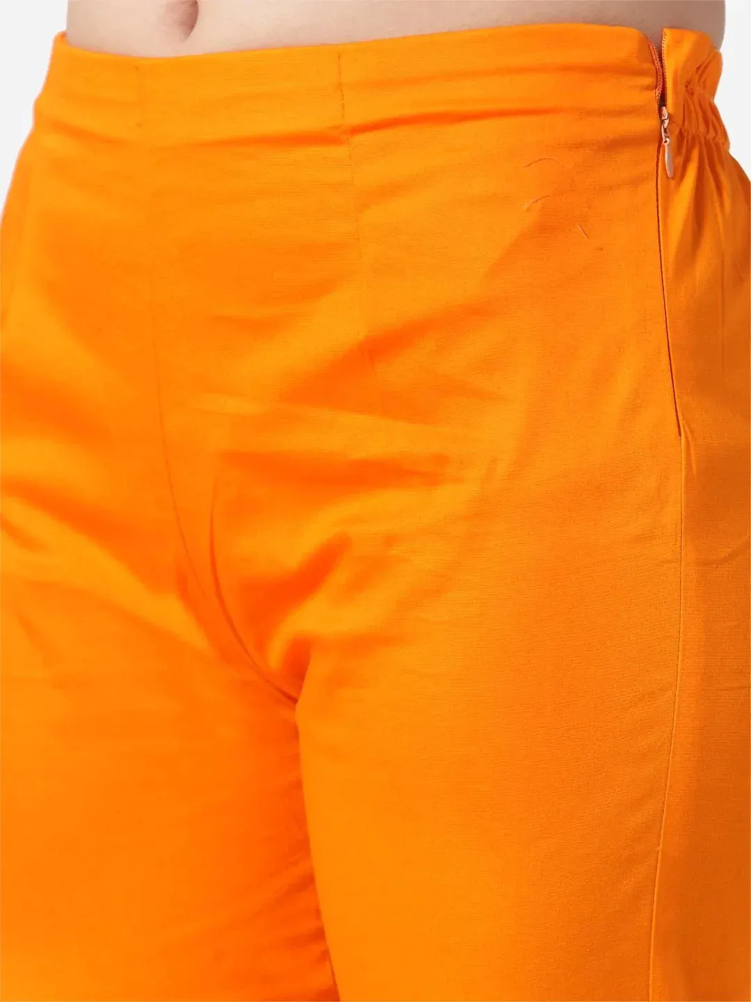 Women Orange Smart Slim Fit Solid Regular Trousers