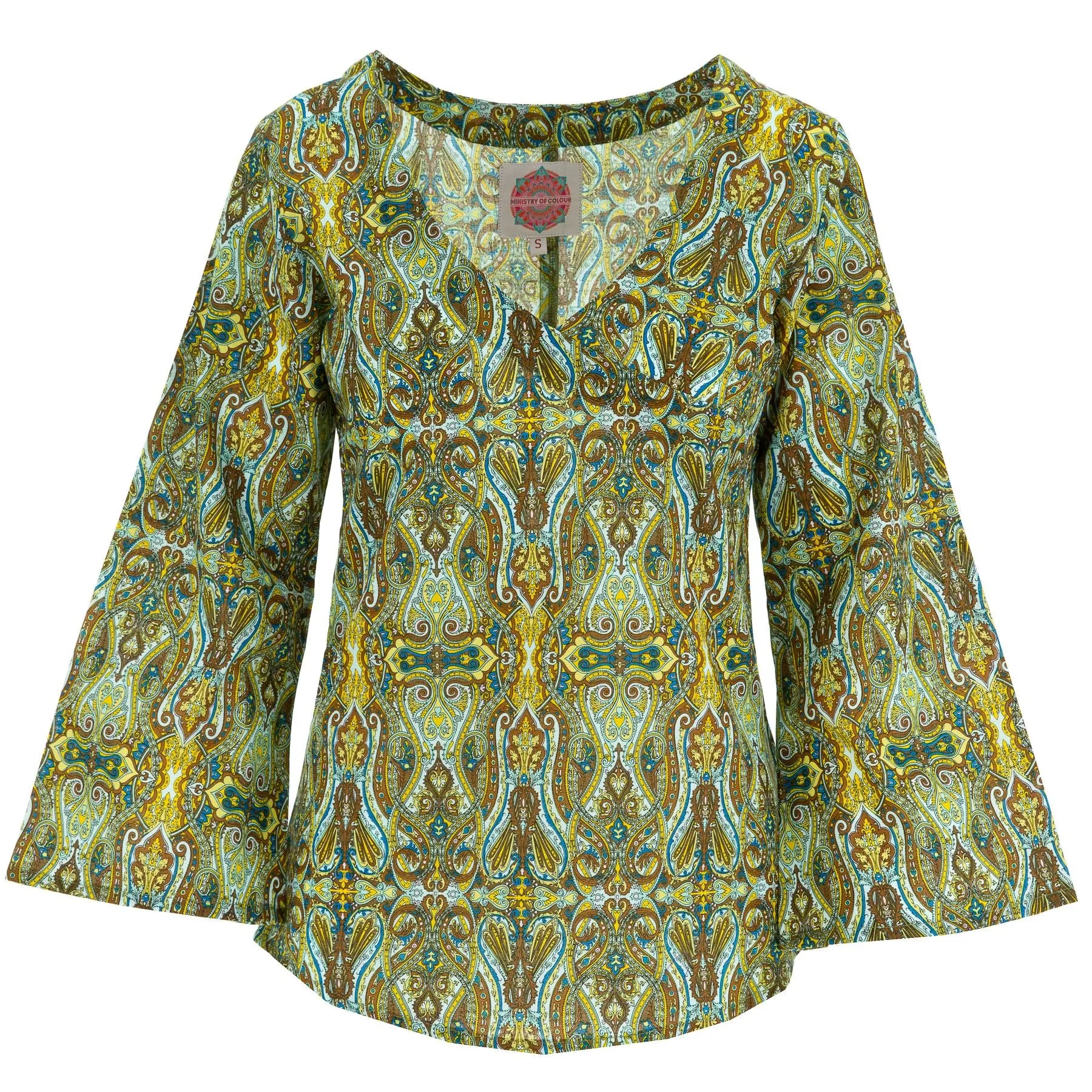 Wrap Top with Flared Sleeve - Kaleidoscope